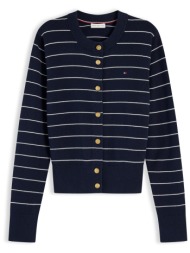 tommy hilfiger γυναικεία πλεκτή ζακέτα με ριγέ σχέδιο και κεντημένο λογότυπο slim fit - ww0ww51115 μ