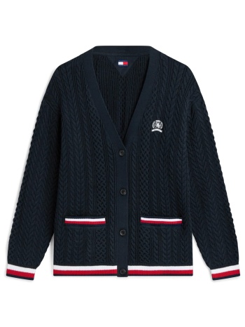 tommy jeans γυναικεία ζακέτα cable knit με κέντημα