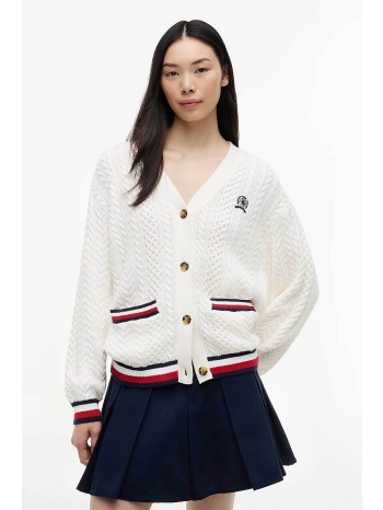 tommy jeans γυναικεία ζακέτα cable knit με κέντημα