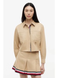 tommy jeans γυναικείο πουκάμισο cropped relaxed fit - dw0dw22942 μπεζ