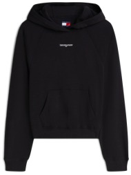tommy jeans γυναικεία μπλούζα φούτερ με κουκούλα και λογότυπο regular fit - dw0dw22825 μαύρο
