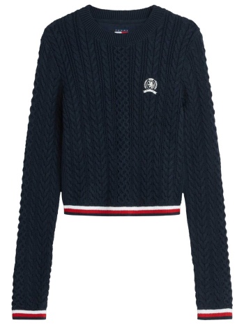 tommy jeans γυναικείο πουλόβερ με cable knit pattern slim