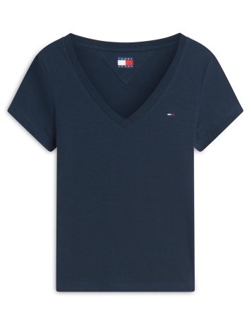 tommy jeans γυναικείο t-shirt με v και λογότυπο slim fit 