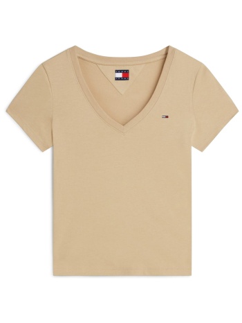 tommy jeans γυναικείο t-shirt με v και λογότυπο slim fit 