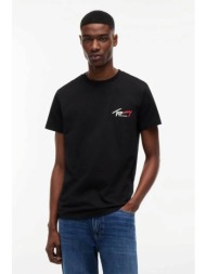 tommy jeans ανδρικό t-shirt με signature logo slim fit - dm0dm22538 μαύρο