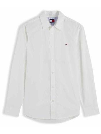 tommy jeans ανδρικό πουκάμισο poplin με κεντημένο λογότυπο