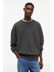 tommy jeans ανδρική μπλούζα φούτερ με waffle pattern relaxed fit - dm0dm23126 μαύρο