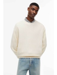 tommy jeans ανδρική μπλούζα φούτερ με waffle pattern relaxed fit - dm0dm23126 κρέμ