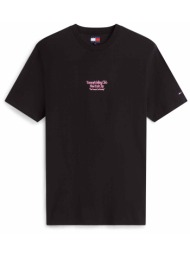 tommy jeans ανδρικό t-shirt με sailboat print relaxed fit - dm0dm23184 μαύρο