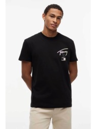 tommy jeans ανδρικό t-shirt με signature logo regular fit - dm0dm23253 μαύρο