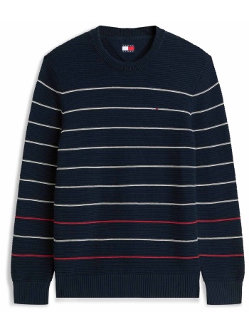 tommy jeans ανδρικό πουλόβερ με ριγέ σχέδιο και κεντημένο