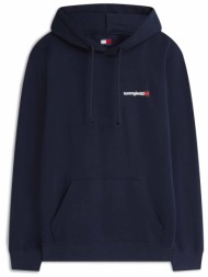 tommy jeans ανδρική μπλούζα φούτερ με κουκούλα και λογότυπο regular fit - dm0dm23393 μπλε σκούρο