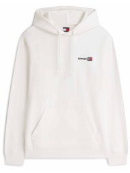tommy jeans ανδρική μπλούζα φούτερ με κουκούλα και λογότυπο regular fit - dm0dm23393 λευκό