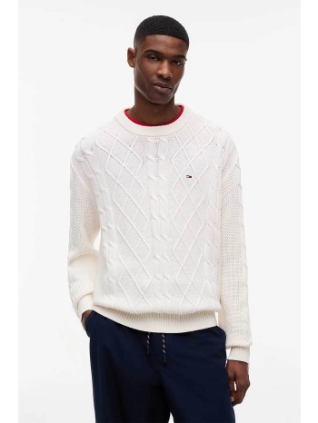 tommy jeans ανδρικό πουλόβερ με cable knit pattern και