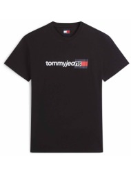 tommy jeans ανδρικό t-shirt με logo print regular fit - dm0dm23406 μαύρο