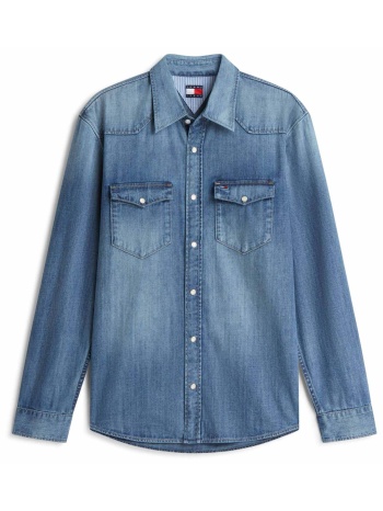 tommy jeans ανδρικό denim πουκάμισο regular fit 