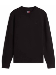 tommy jeans ανδρικό πουλόβερ με κεντημένο λογότυπο slim fit - dm0dm22853 μαύρο