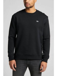 lee® ανδρική μπλούζα φούτερ με λογότυπο regular fit `plain crew sweatshirt` - 112121791 μαύρο