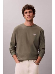 calvin klein jeans ανδρική μακρυμάνικη μπλούζα με waffle pattern και monogram regular fit - lv040em2