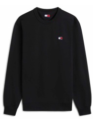tommy jeans ανδρική μπλούζα φούτερ με λογότυπο regular fit - dm0dm21921 μαύρο