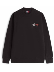 tommy jeans ανδρική μπλούζα φούτερ με signature logo regular fit - dm0dm23116 μαύρο