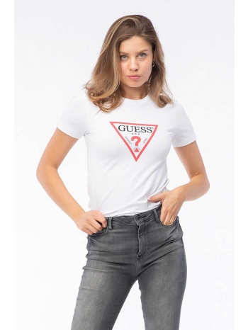 guess γυναικείο t-shirt με triangle logo print slim fit 