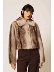 twinset γυναικείο faux fur jacket - 262tp2240 καφέ