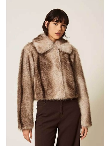 twinset γυναικείο faux fur jacket - 262tp2240 καφέ
