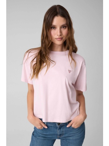 guess γυναικείο t-shirt με τριγωνικό λογότυπο βοxy fit 
