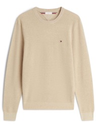 tommy hilfiger ανδρικό πουλόβερ textured με κεντημένο λογότυπο regular fit - mw0mw36347 μπεζ