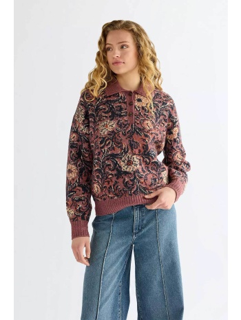 wrangler® γυναικεία πλεκτή μπλούζα πόλο με floral print