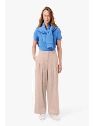 lacoste γυναικείο παντελόνι chino stretch gabardine loose fit - hf0205-00 μπεζ