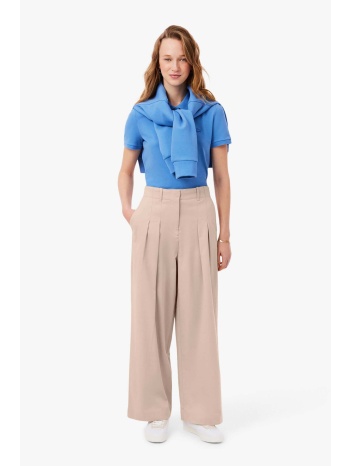 lacoste γυναικείο παντελόνι chino stretch gabardine loose