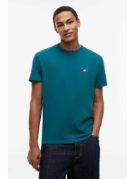tommy jeans ανδρικό t-shirt με κεντημένο λογότυπο regular fit - dm0dm20322 πετρόλ