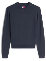 tommy jeans γυναικείο πουλόβερ με κεντημένο λογότυπο regular fit - dw0dw20159 μπλε σκούρο