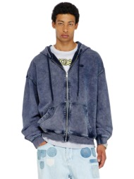 diesel ανδρική ζακέτα fleece με κουκούλα και κεντημένο oval d logo relaxed fit - w26a228090kibz μπλε
