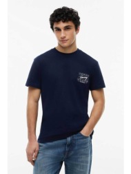 tommy jeans ανδρικό t-shirt με signature logo regular fit - dm0dm23177 μπλε σκούρο
