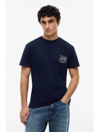 tommy jeans ανδρικό t-shirt με signature logo regular fit 