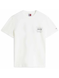tommy jeans ανδρικό t-shirt με signature logo regular fit - dm0dm23177 λευκό