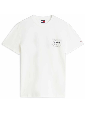 tommy jeans ανδρικό t-shirt με signature logo regular fit 