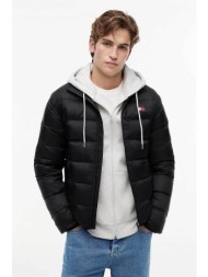 tommy jeans ανδρικό μπουφάν αδιάβροχο καπιτονέ με λογότυπο relaxed fit - dm0dm23231 μαύρο