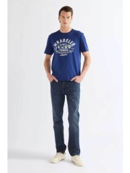 wrangler® ανδρικό τζιν παντελόνι πεντάτσεπο slim fit `texas` - 112386875 denim blue σκούρο
