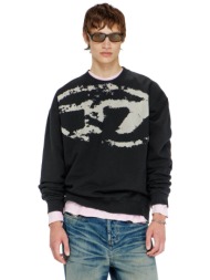 diesel ανδρική μπλούζα φούτερ με oval d flock print relaxed fit - w26a130510dmbu μαύρο