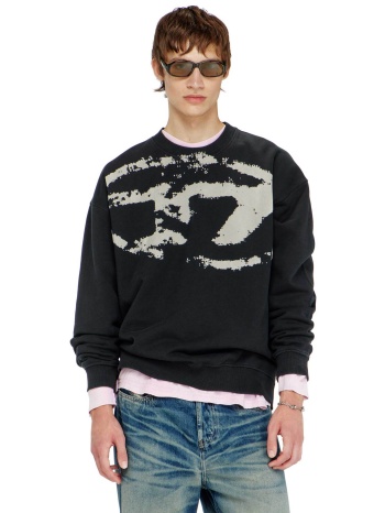 diesel ανδρική μπλούζα φούτερ με oval d flock print relaxed