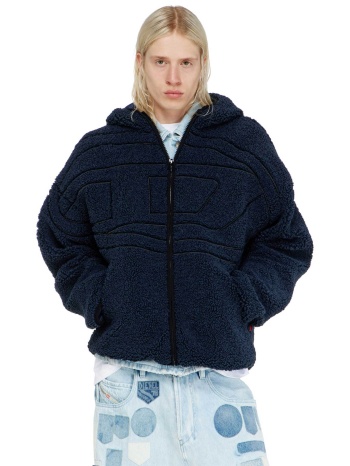 diesel ανδρικό jacket μπουκλέ με κουκούλα και oval d logo