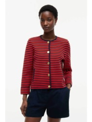 tommy hilfiger γυναικεία πλεκτή ζακέτα ριγέ boxy fit - ww0ww50088 κόκκινο