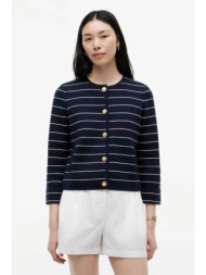 tommy hilfiger γυναικεία πλεκτή ζακέτα ριγέ boxy fit - ww0ww50088 μπλε σκούρο