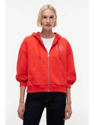 tommy hilfiger γυναικεία ζακέτα φούτερ με λογότυπο regular fit - ww0ww50938 κόκκινο