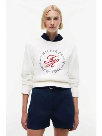 tommy hilfiger γυναικεία πλεκτή μπλούζα με λογότυπο relaxed