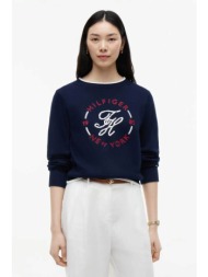 tommy hilfiger γυναικεία πλεκτή μπλούζα με λογότυπο relaxed fit - ww0ww51007 μπλε σκούρο
